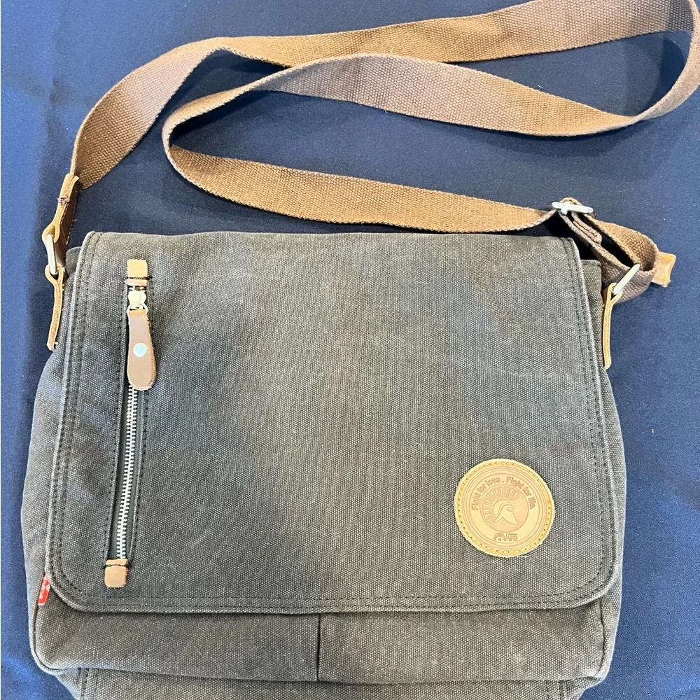 Canvas Messenger Bag in Dark Gray with Adjustable Strap